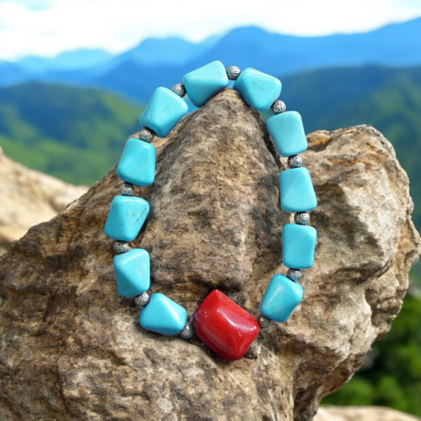 Earthy Wood & Turquoise Bracelet